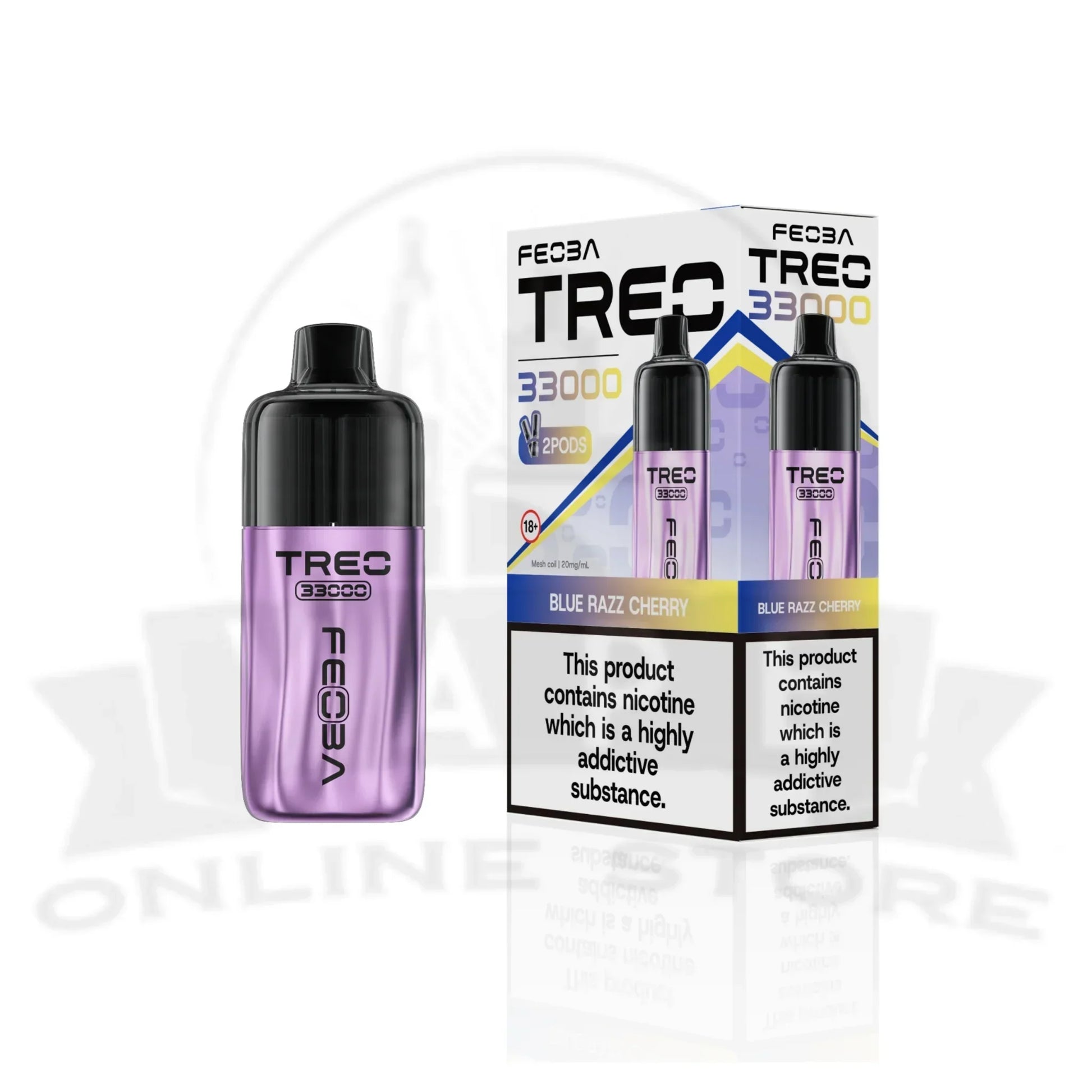 Blue Razz Cherry Feoba Treo 33000 Puffs Prefilled Pod Kit