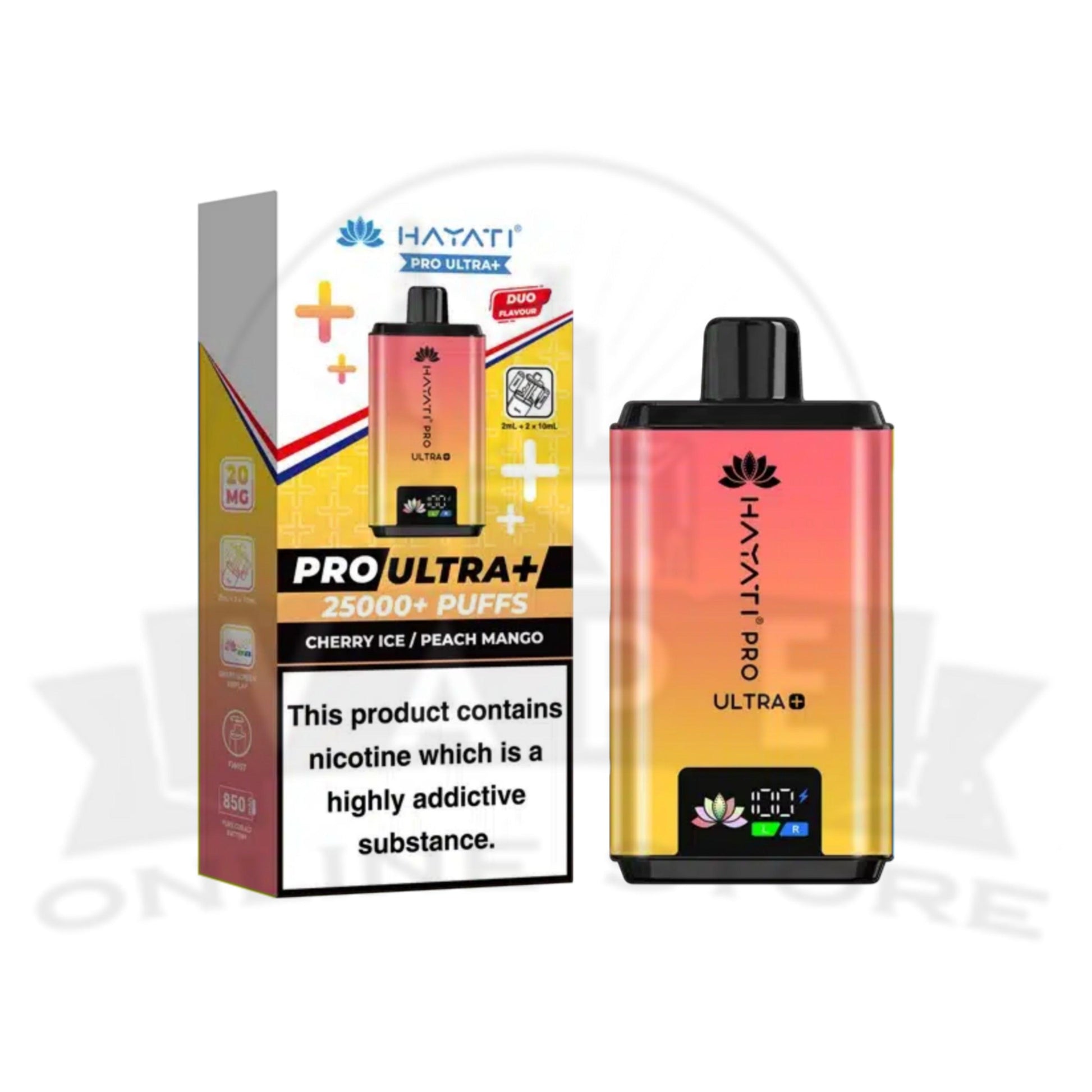 Cherry Ice Peach Mango Hayati Pro Ultra Plus 25000 Prefilled Pod Vape Kit