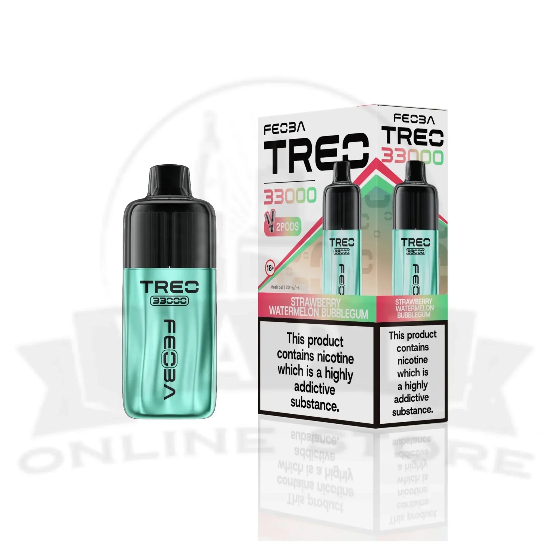 Strawberry Watermelon Bubblegum Feoba Treo 33000 Puffs Prefilled Pod Kit
