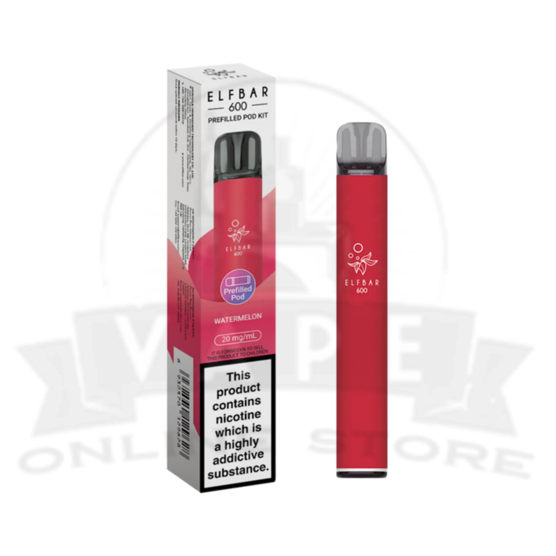Watermelon Elf Bar 600 Puffs 20mg Reusable Vape Pod Kit