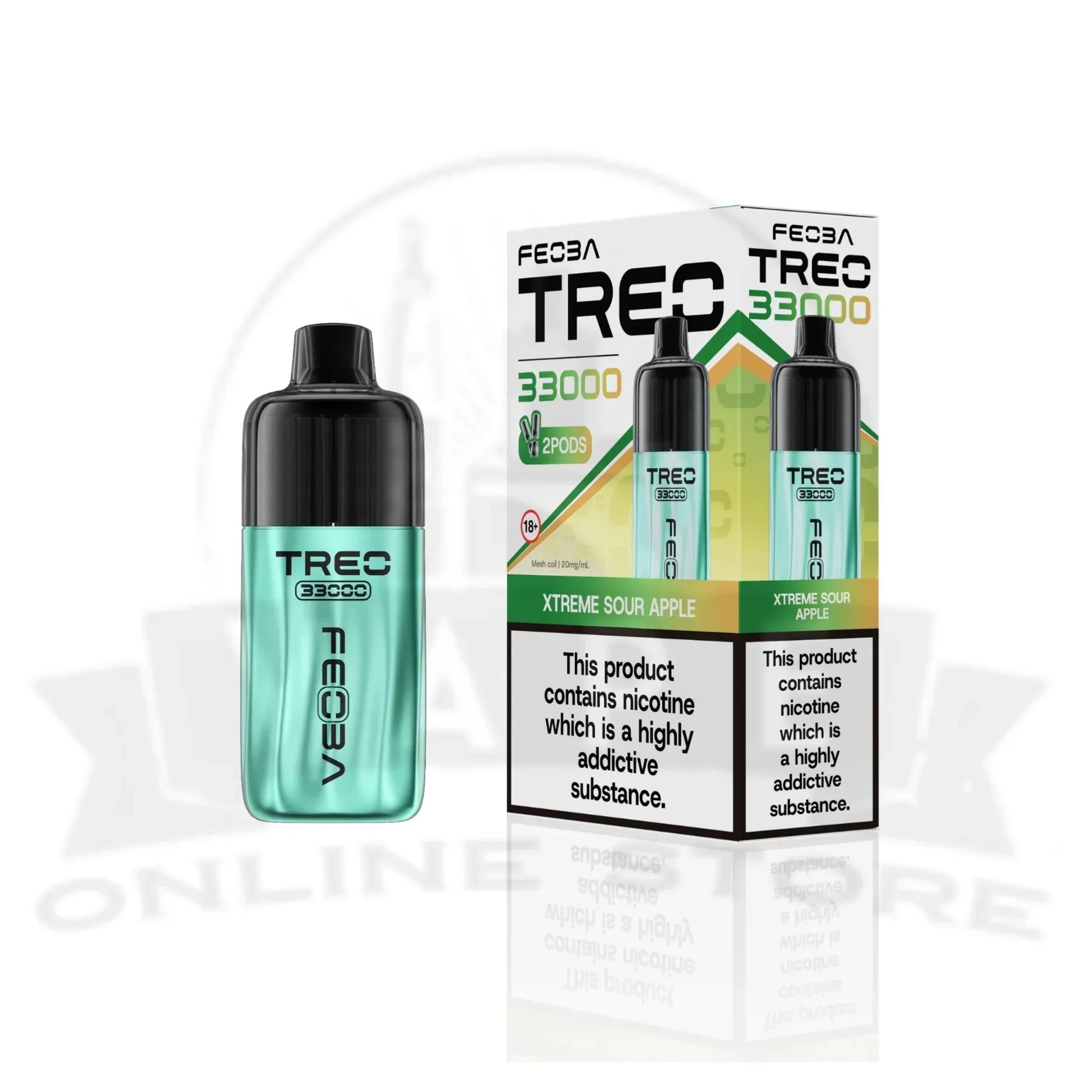 Xtreme Sour Apple Feoba Treo 33000 Puffs Prefilled Pod Kit