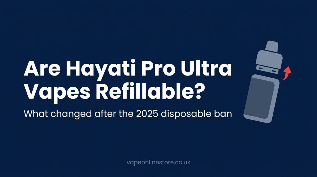 Hayati Pro Ultra refillable guide hero — pod lifting out of a reusable vape device