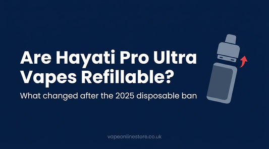 Hayati Pro Ultra refillable guide hero — pod lifting out of a reusable vape device