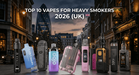 Best vapes for heavy smokers UK 2026 guide featuring Vaporesso XROS 5, GeekVape Aegis Boost Pro, and Titan X 10K