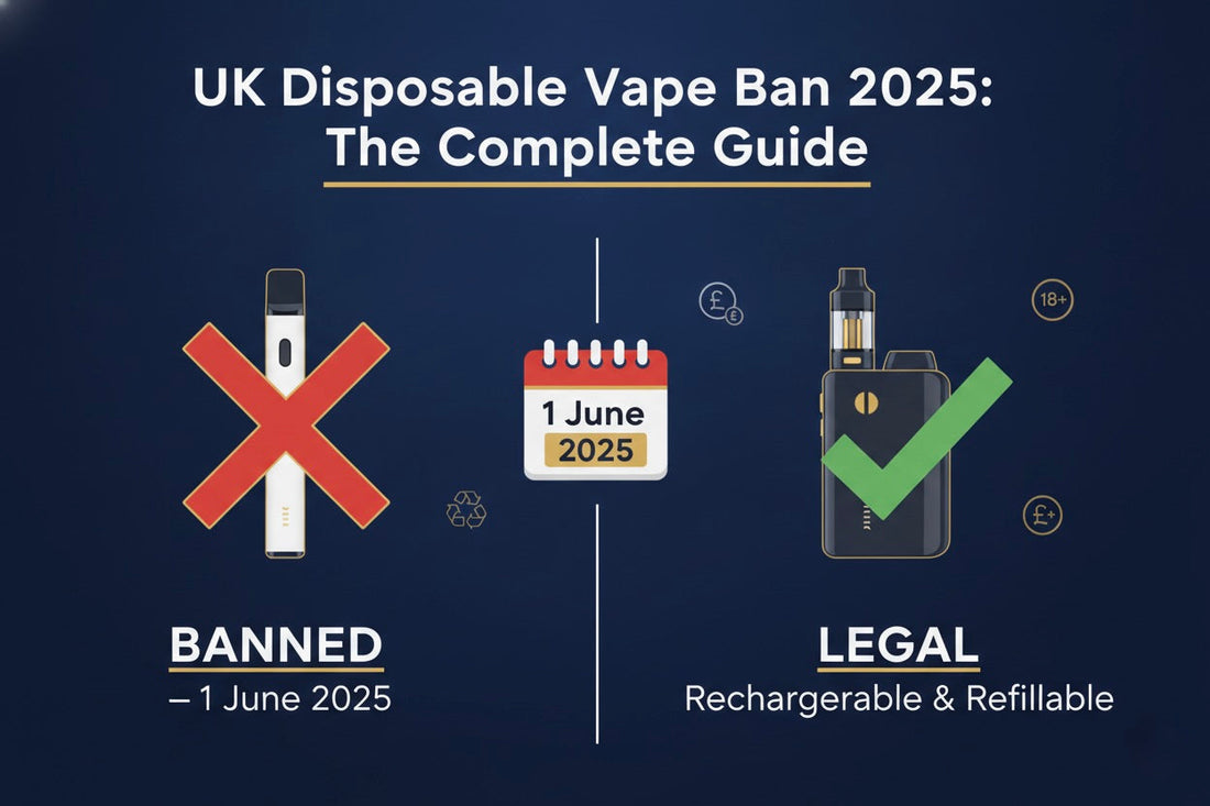 UK disposable vape ban 2025 guide — disposables banned 1 June 2025, reusable vapes still legal