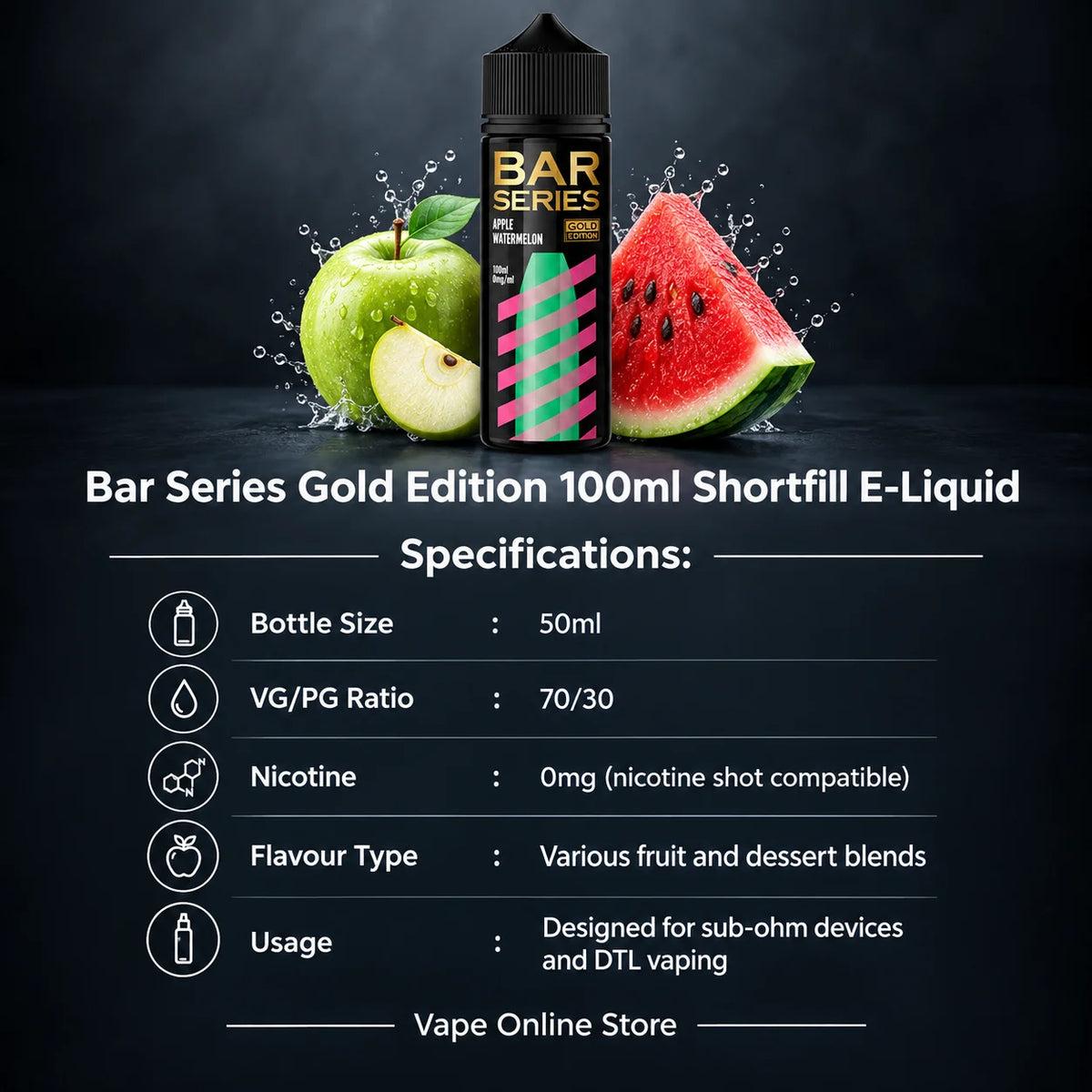 Bar Series Gold Edition 100ml Shortfill E-Liquid