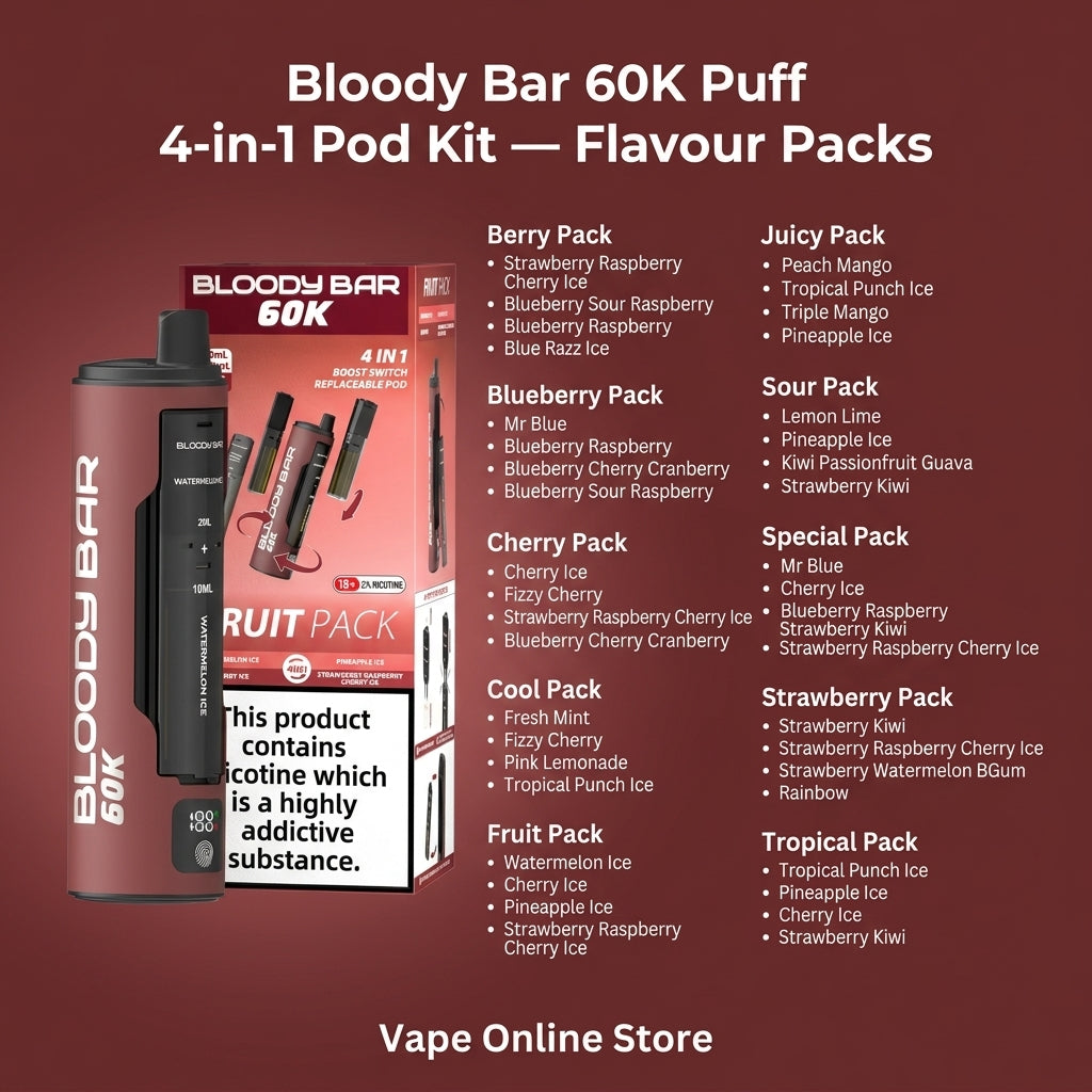 Bloody Bar 60K Puff 4-in-1 Pod vape kit – £8.99 Only