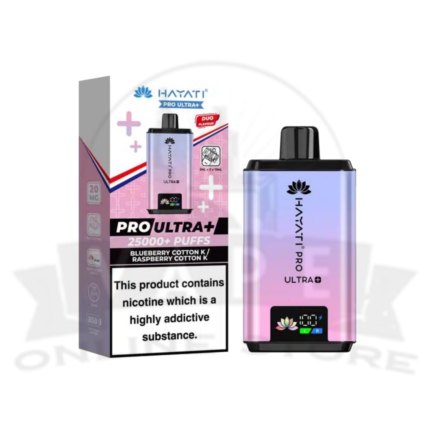 Blueberry Cotton K / Raspberry Cotton K Hayati Pro Ultra Plus 25000 Prefilled Pod Vape Kit