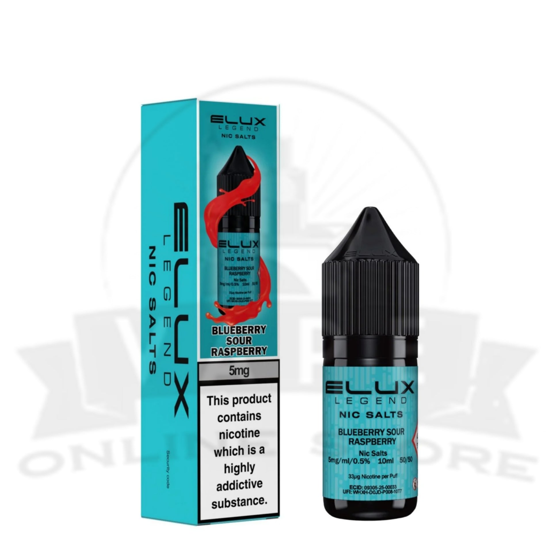 Blueberry Sour Raspberry Elux Legend 10ml 5mg Nic Salts