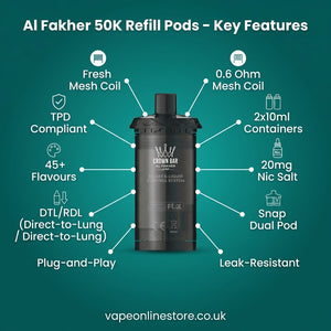 Box Of 10 Al Fakher 50K Hypermax Prime Refill Pods