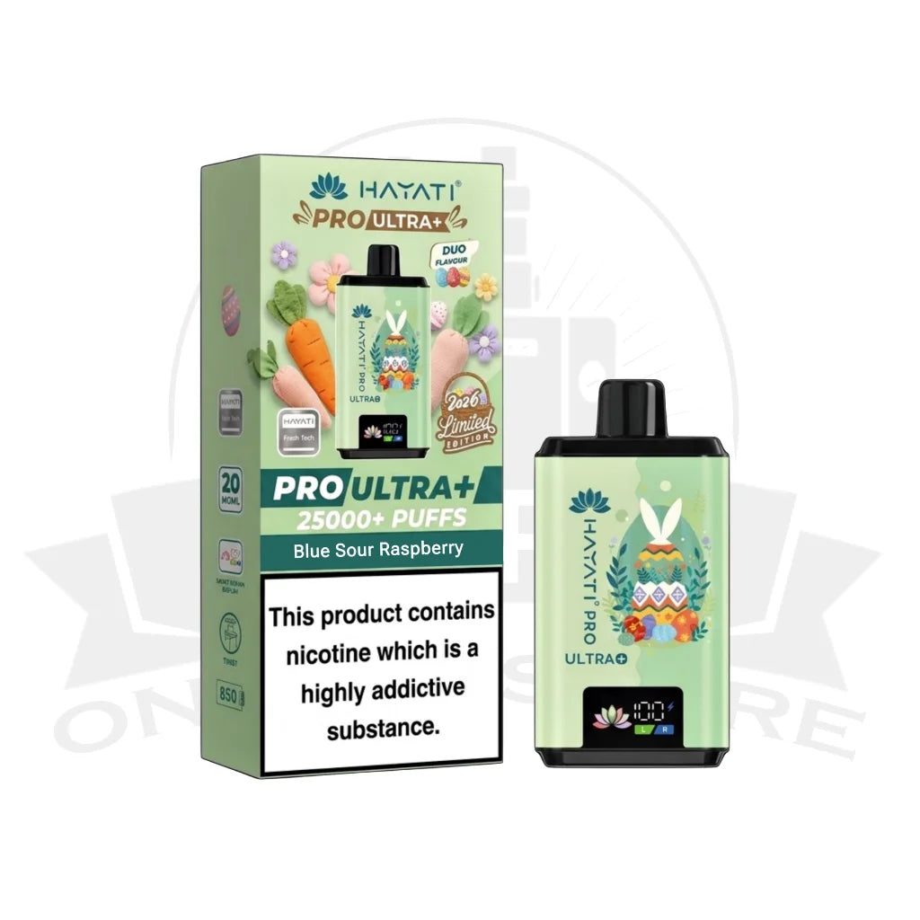 Box Of 20 Blue Sour Raspberry Hayati Pro Ultra Plus 25000 Easter Edition