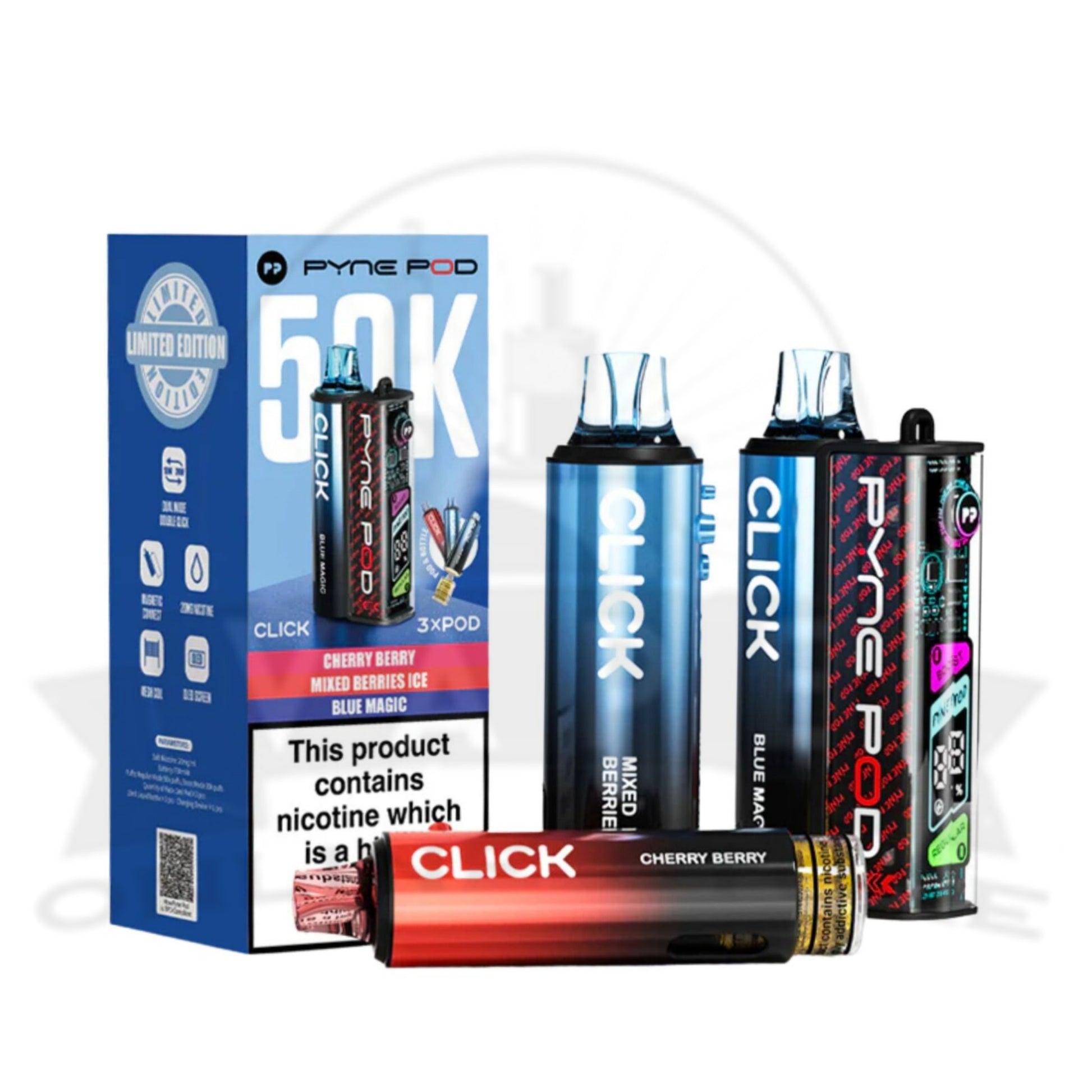 Box Of 5 Pyne Pod Click 50k Puff Vape Wholesale