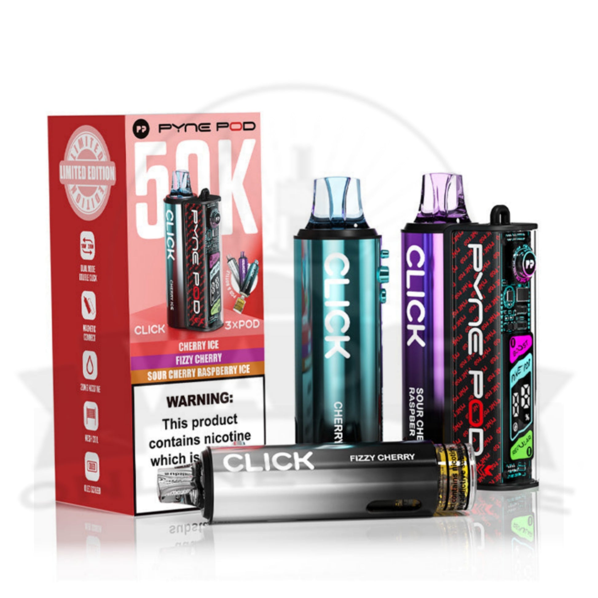 Box Of 5 Pyne Pod Click 50k Puff Vape Wholesale