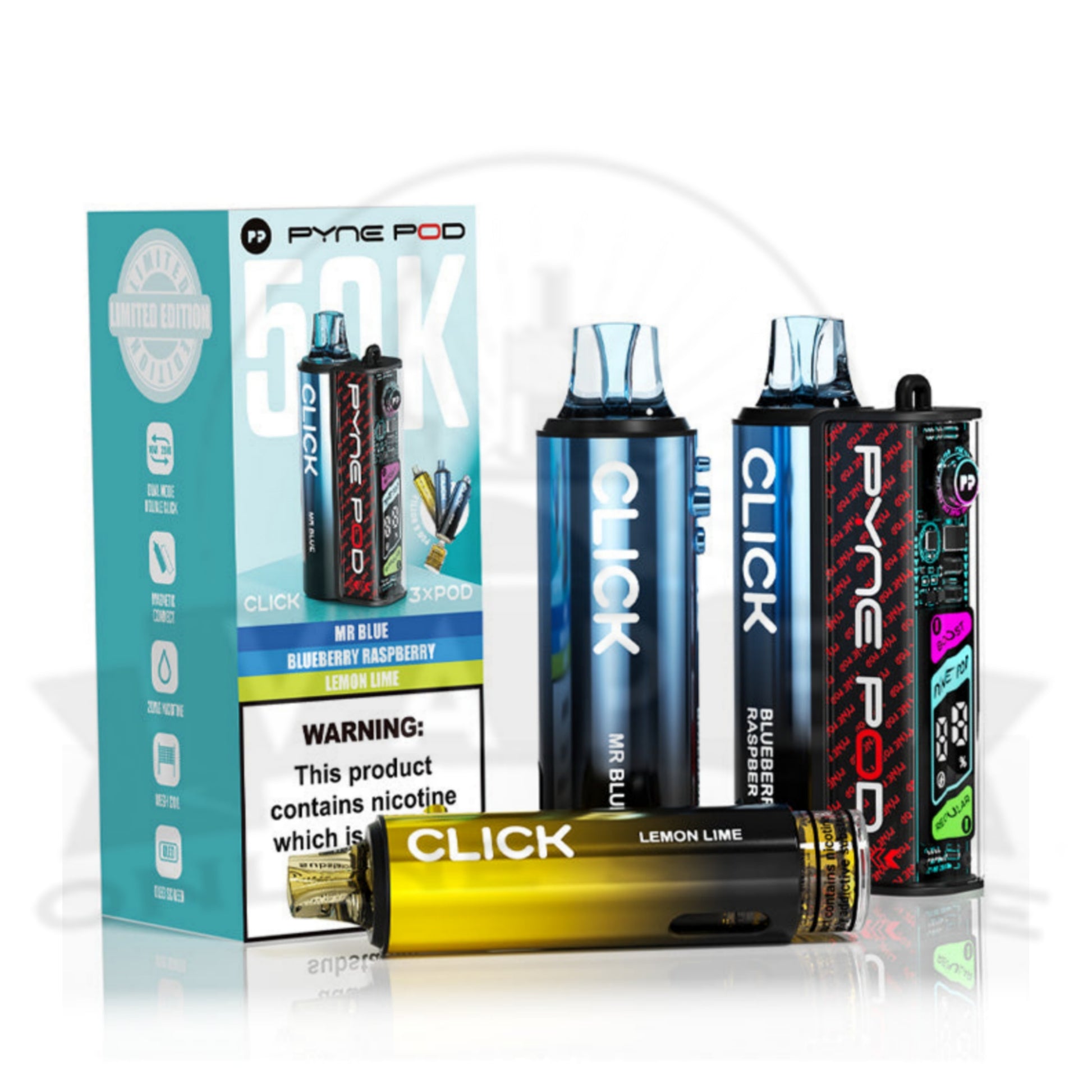 Box Of 5 Pyne Pod Click 50k Puff Vape Wholesale