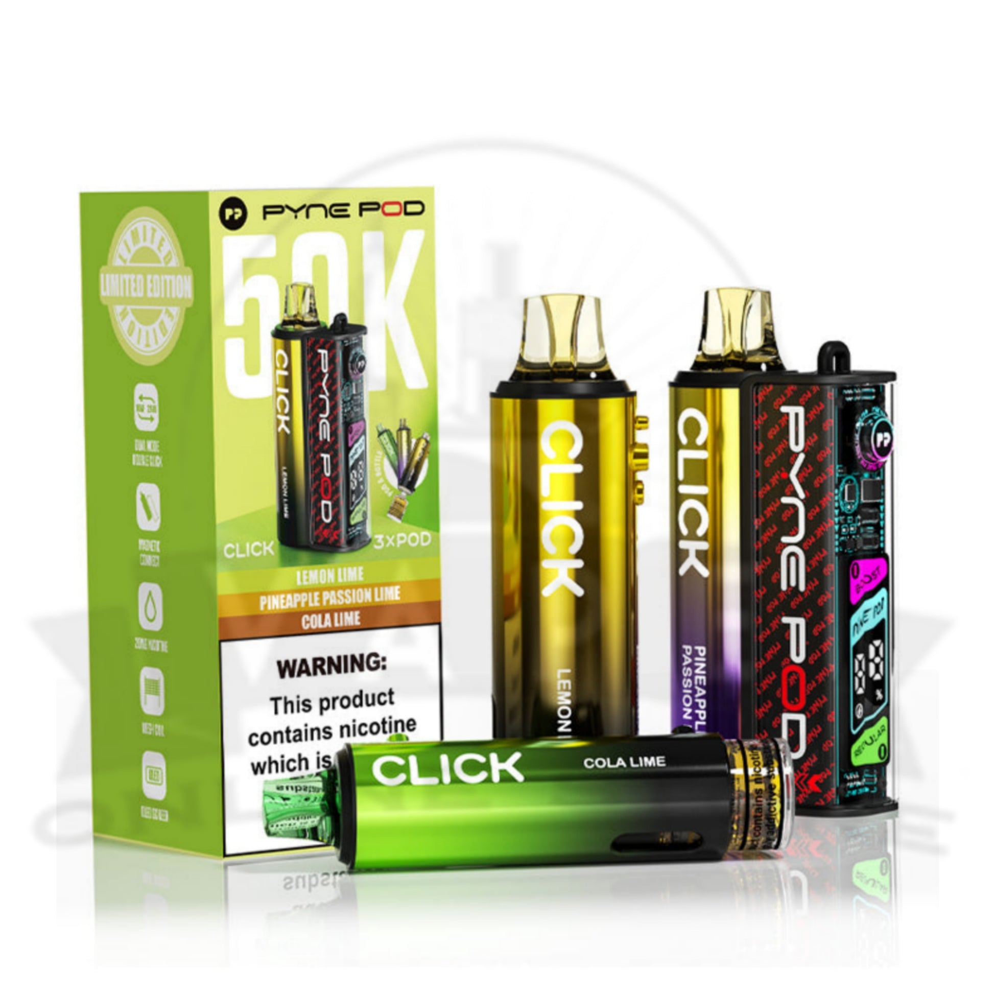 Box Of 5 Pyne Pod Click 50k Puff Vape Wholesale