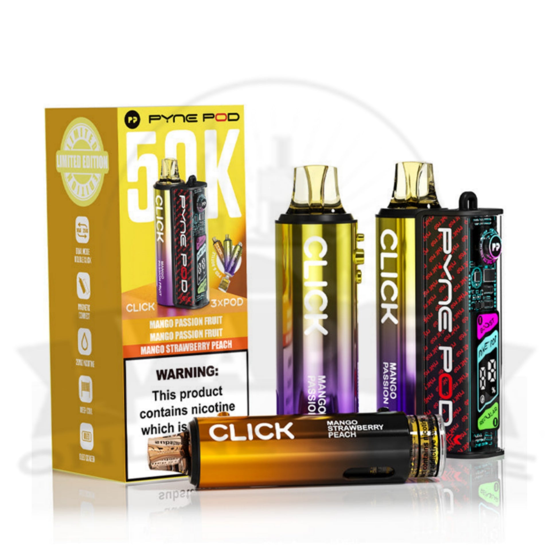 Box Of 5 Pyne Pod Click 50k Puff Vape Wholesale