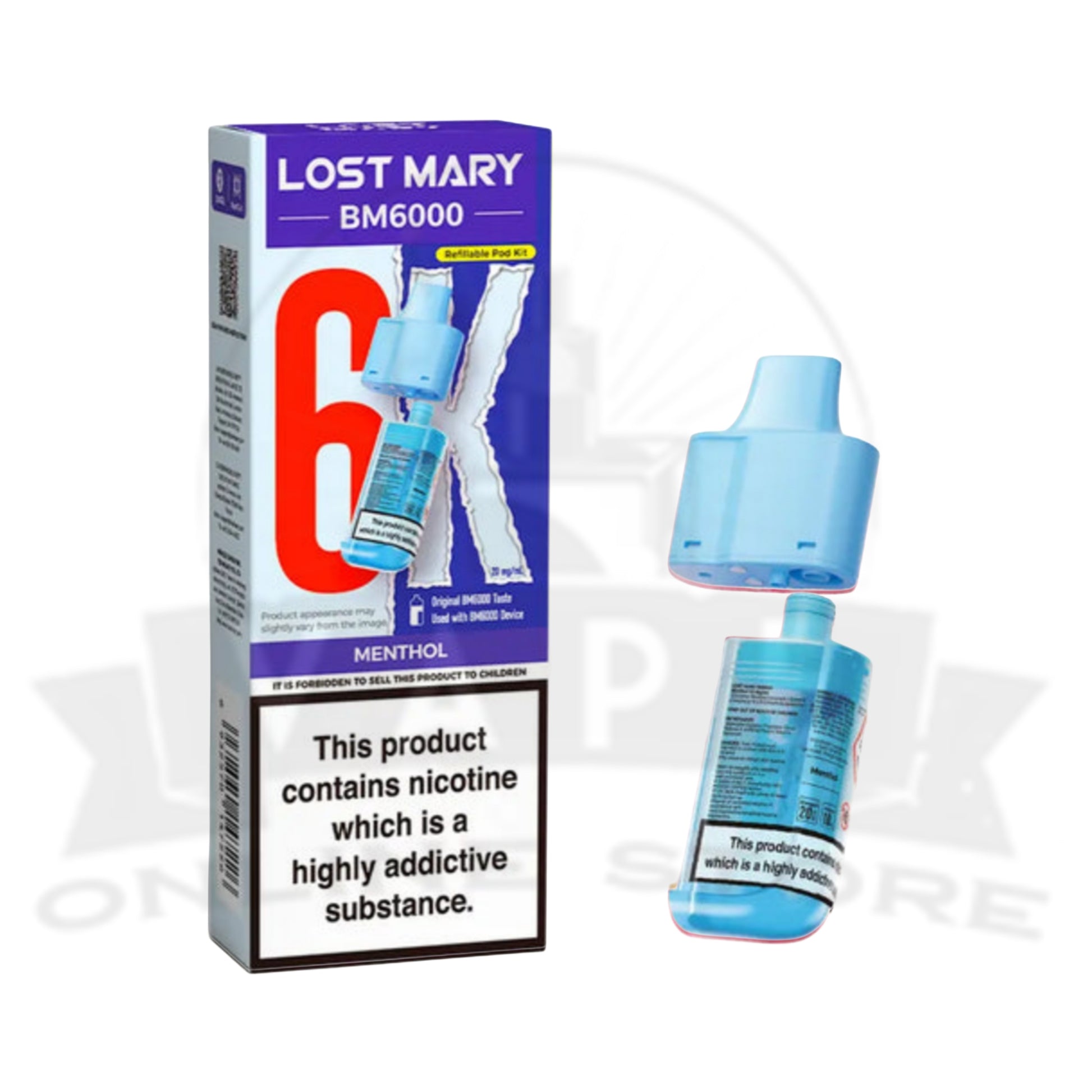 Box Of 5 Reusable Lost Mary BM6000 Prefilled Replacement Pods