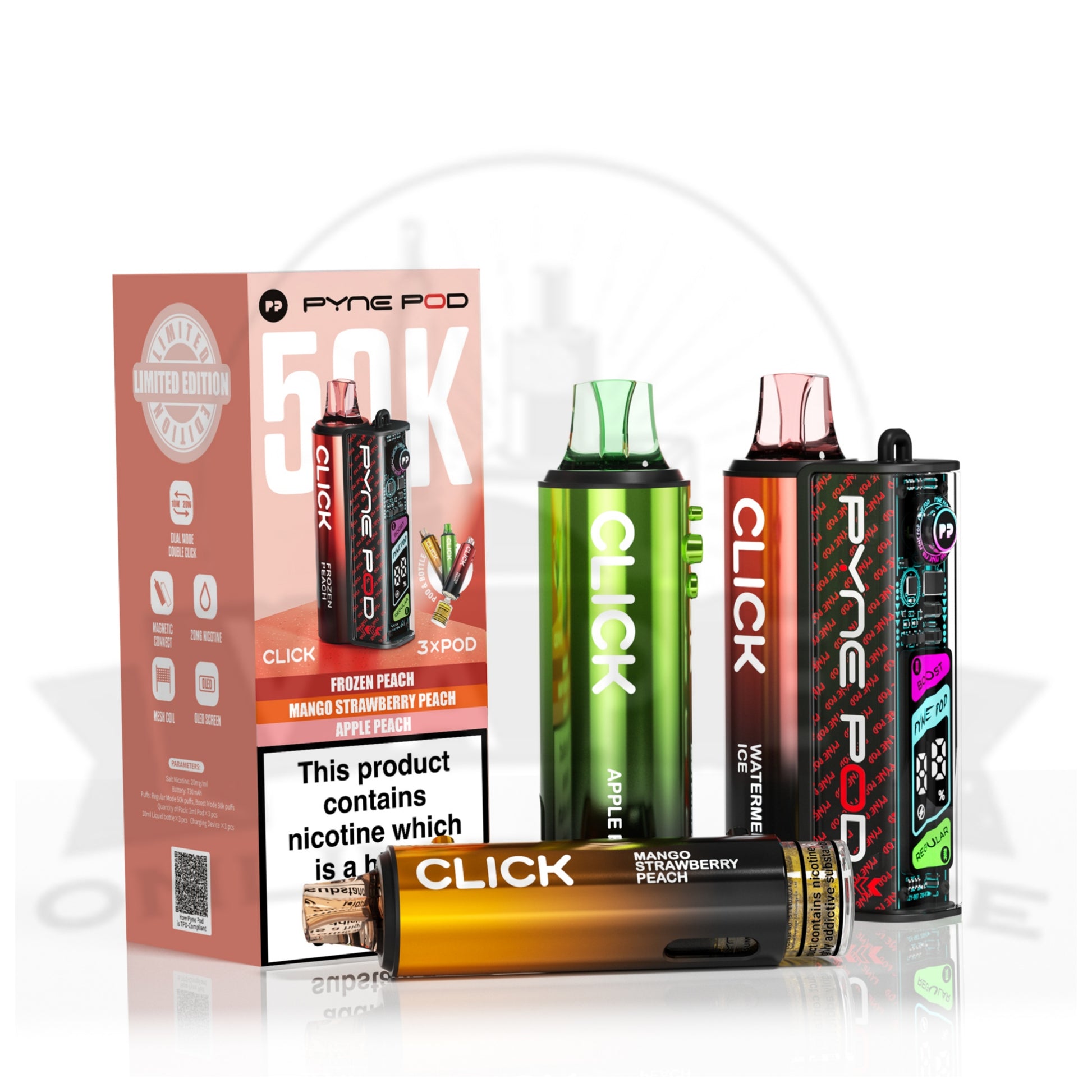Box Of 5 Pyne Pod Click 50k Puff Vape Wholesale