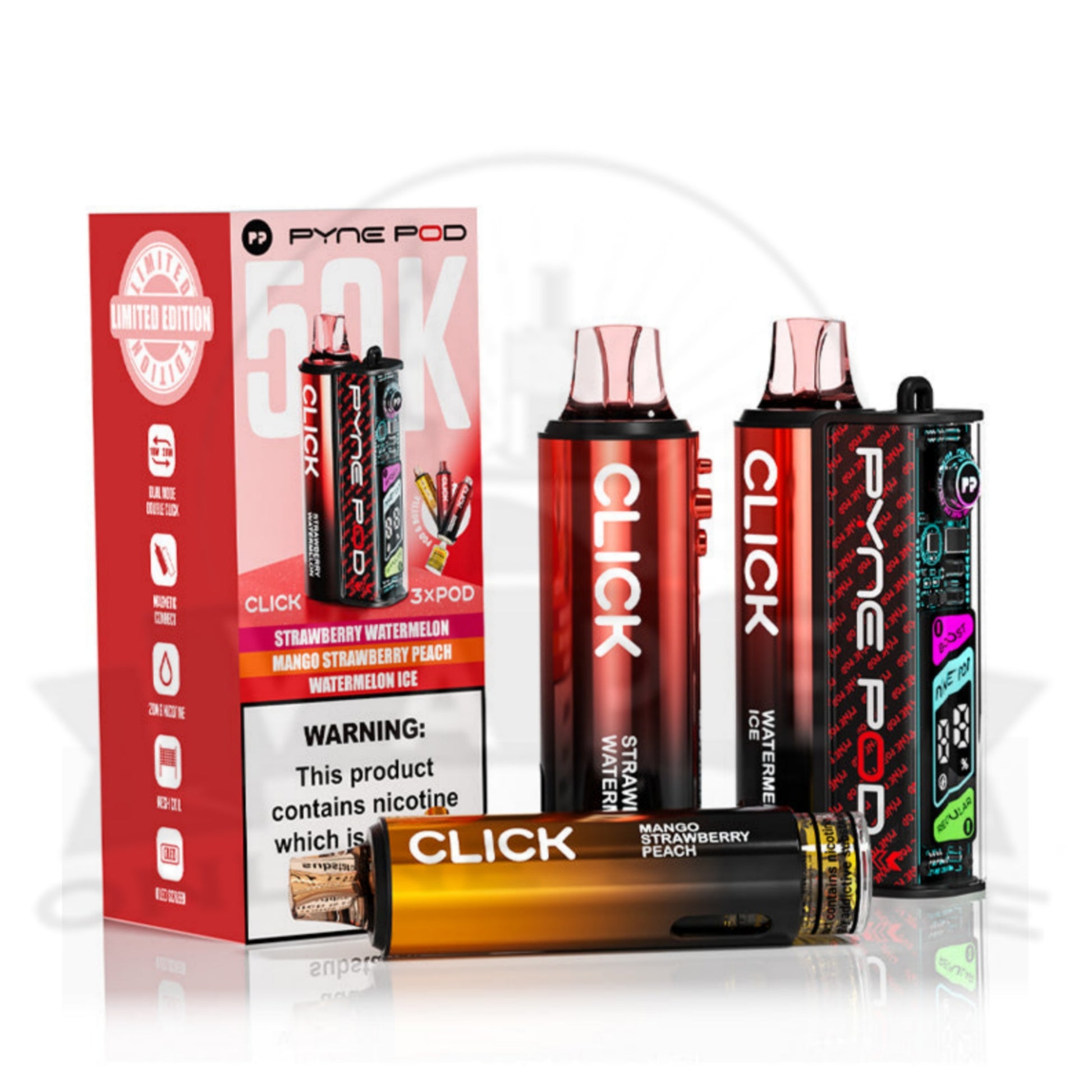 Box Of 5 Pyne Pod Click 50k Puff Vape Wholesale