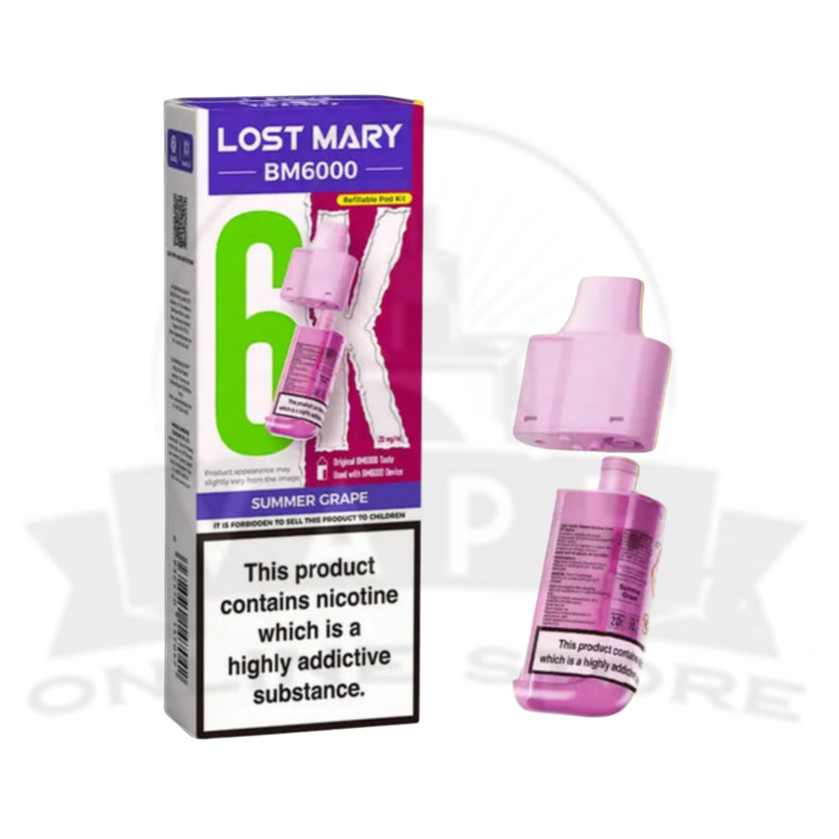 Box Of 5 Reusable Lost Mary BM6000 Prefilled Replacement Pods
