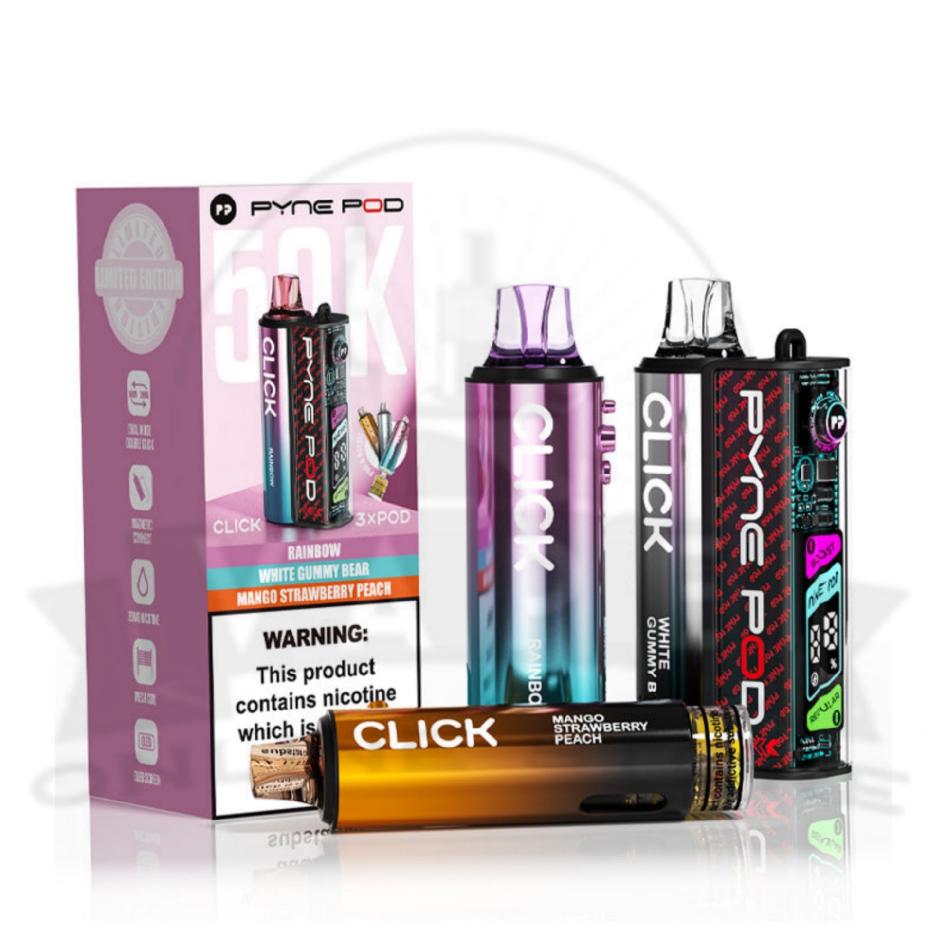 Box Of 5 Pyne Pod Click 50k Puff Vape Wholesale