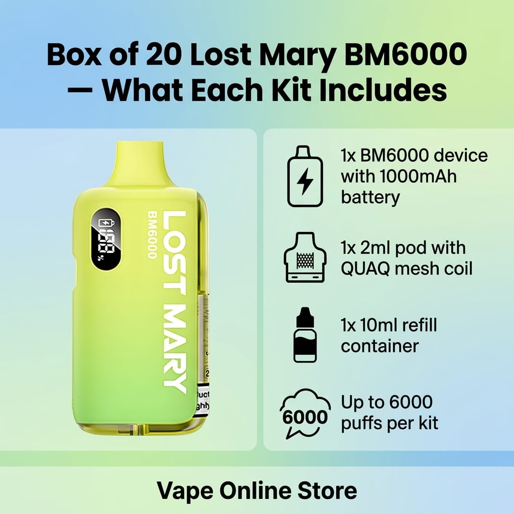 Box of 20 Lost Mary BM6000 Kit | Free Next Day Delivery