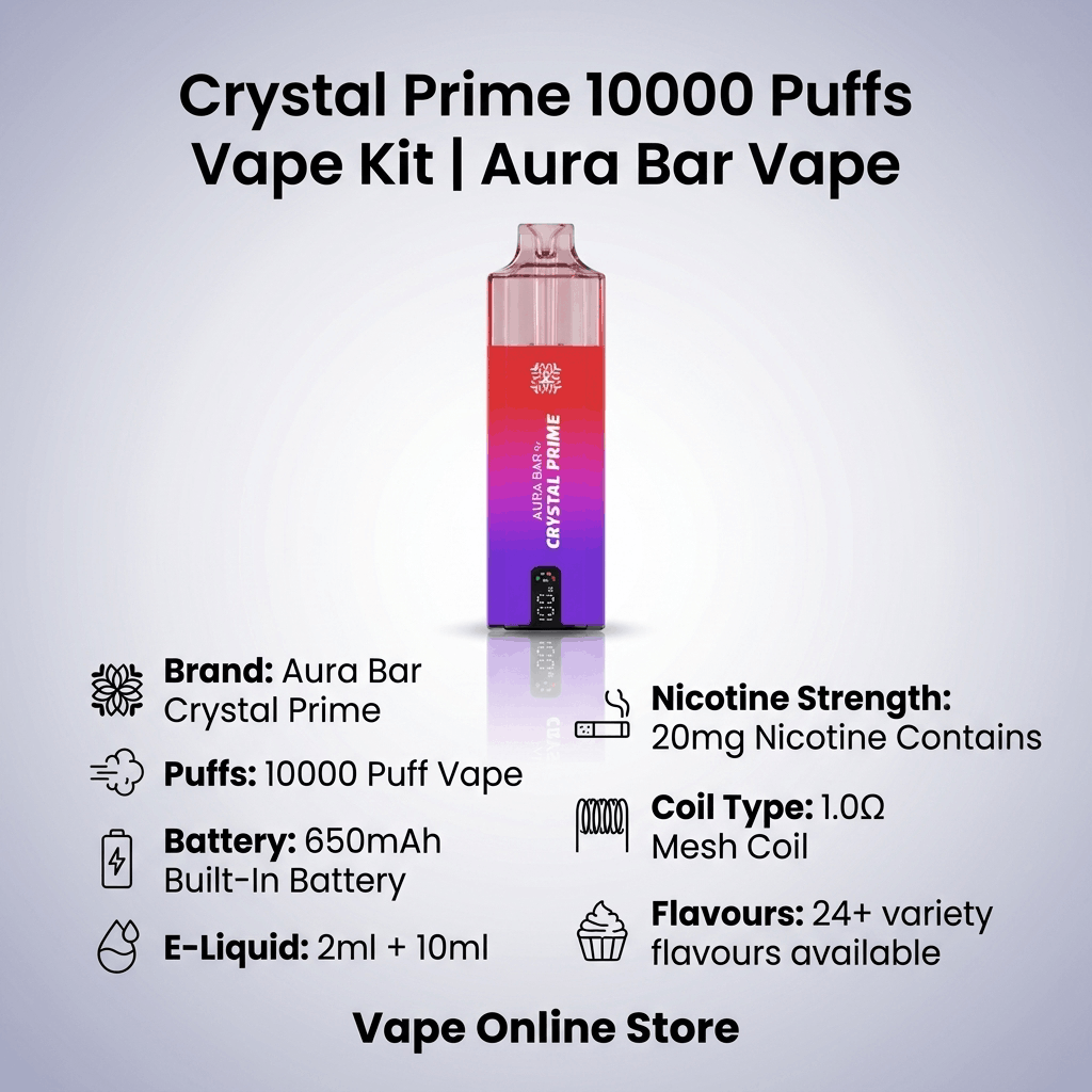 Crystal Prime 10000 Puffs Vape Kit | Aura Bar Vape