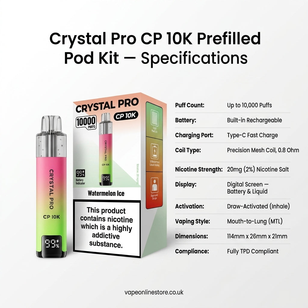 Crystal Pro CP 10K Prefilled Pod kit