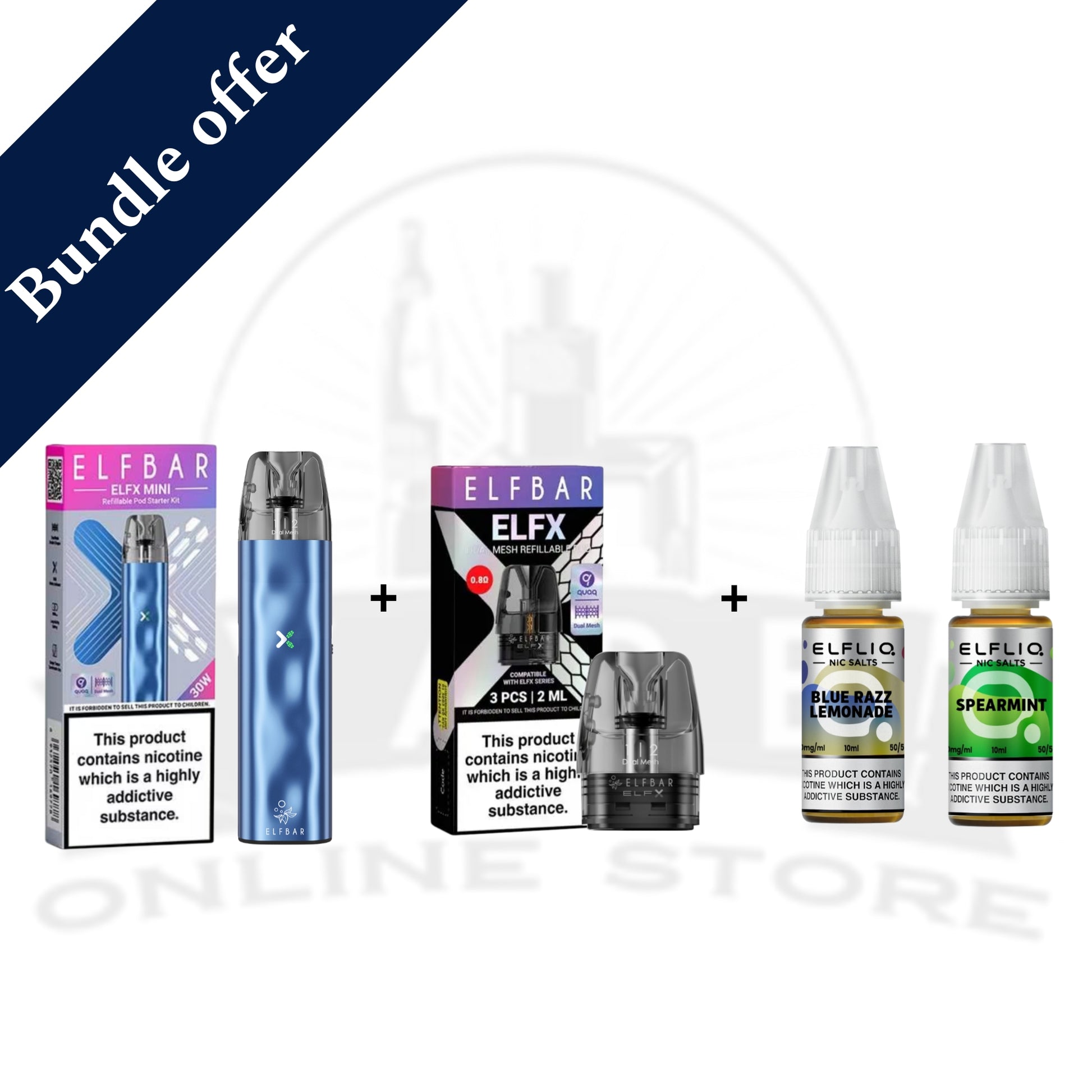 Elf Bar ELFX Mini Pod Kit + Pods + 2 Nic Salts Bundle