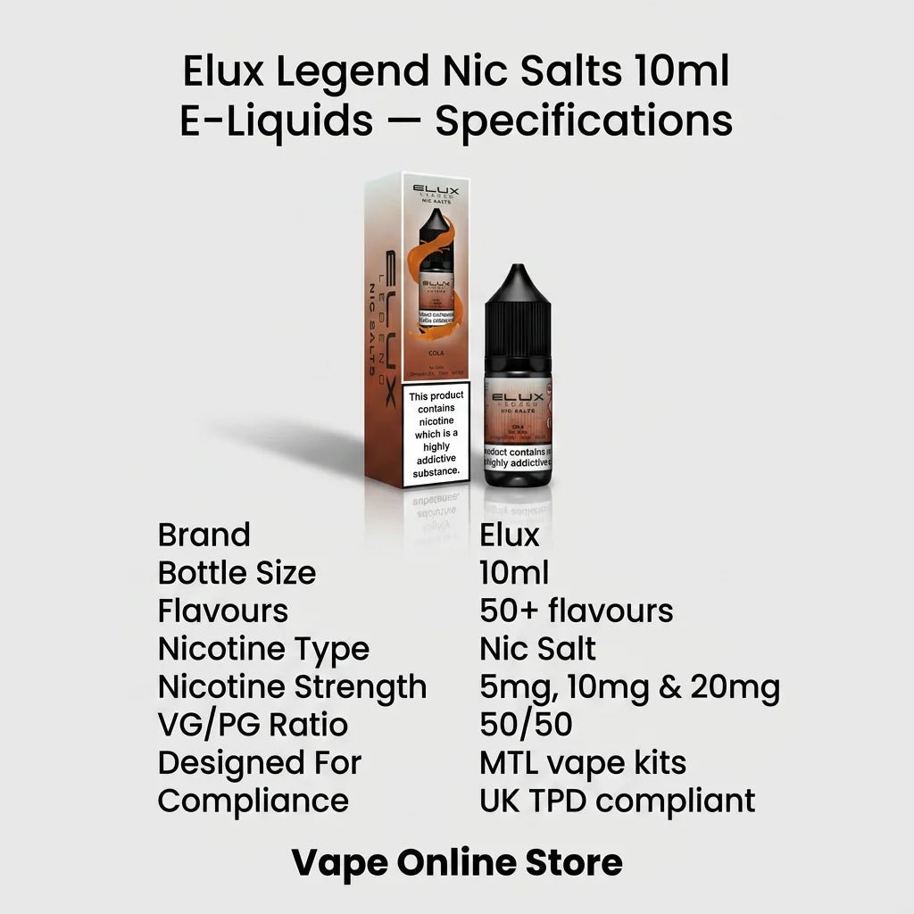 Elux Legend Nic Salts 10ml E-Liquids | 5 For £10