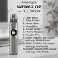 Geekvape Wenax Q2 pod kit ten colour options list including Fiber Black, Ruby Amber, and Monet Blue