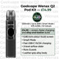 Aspire Zelos M80 vape kit pricing breakdown showing running costs and comparison to other devices