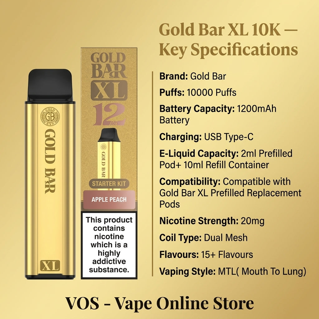 Gold Bar XL 10k Prefilled Pod Kit | Buy 1 Get 1 Free