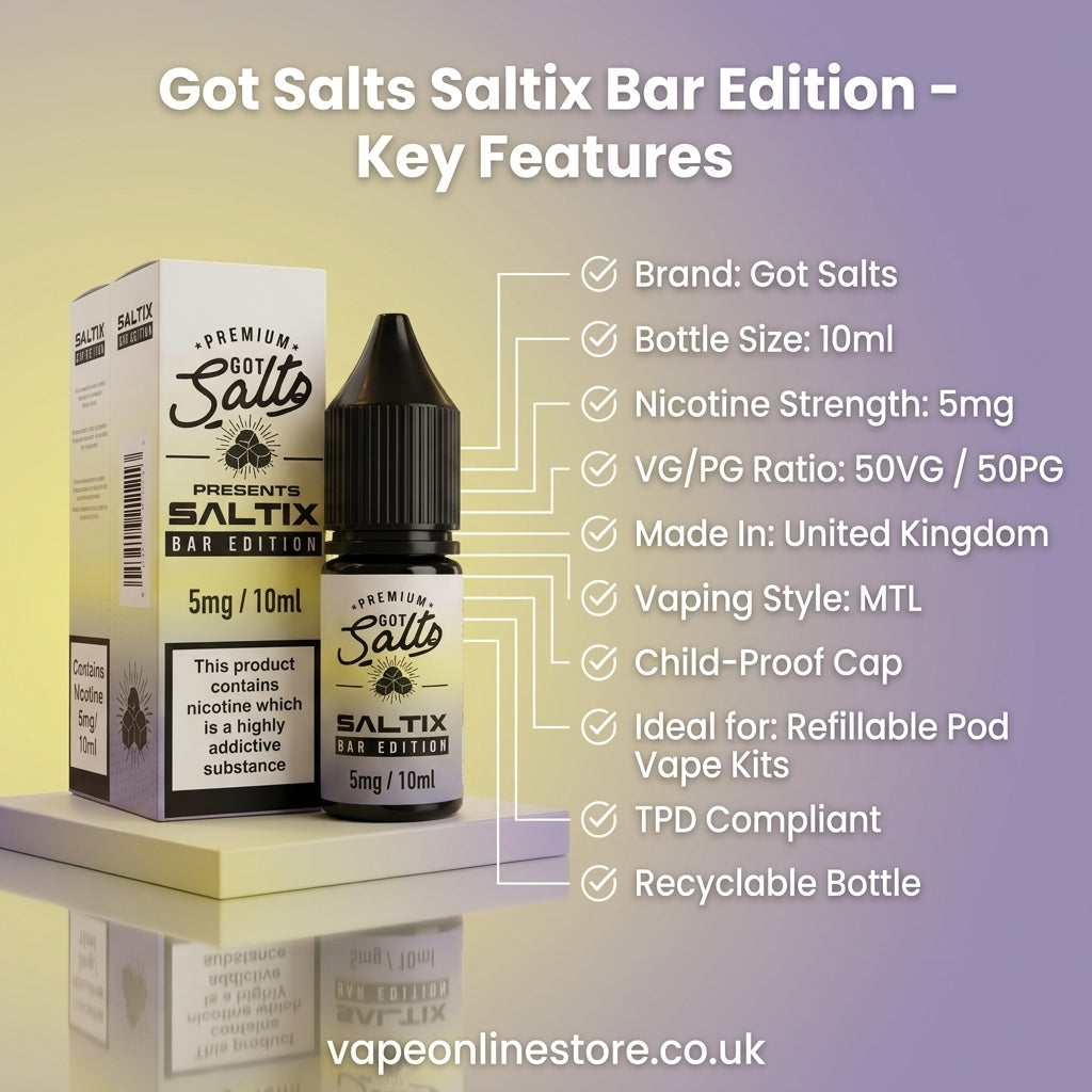Got Salts Saltix Bar Edition 5mg 10ml Nic Salt