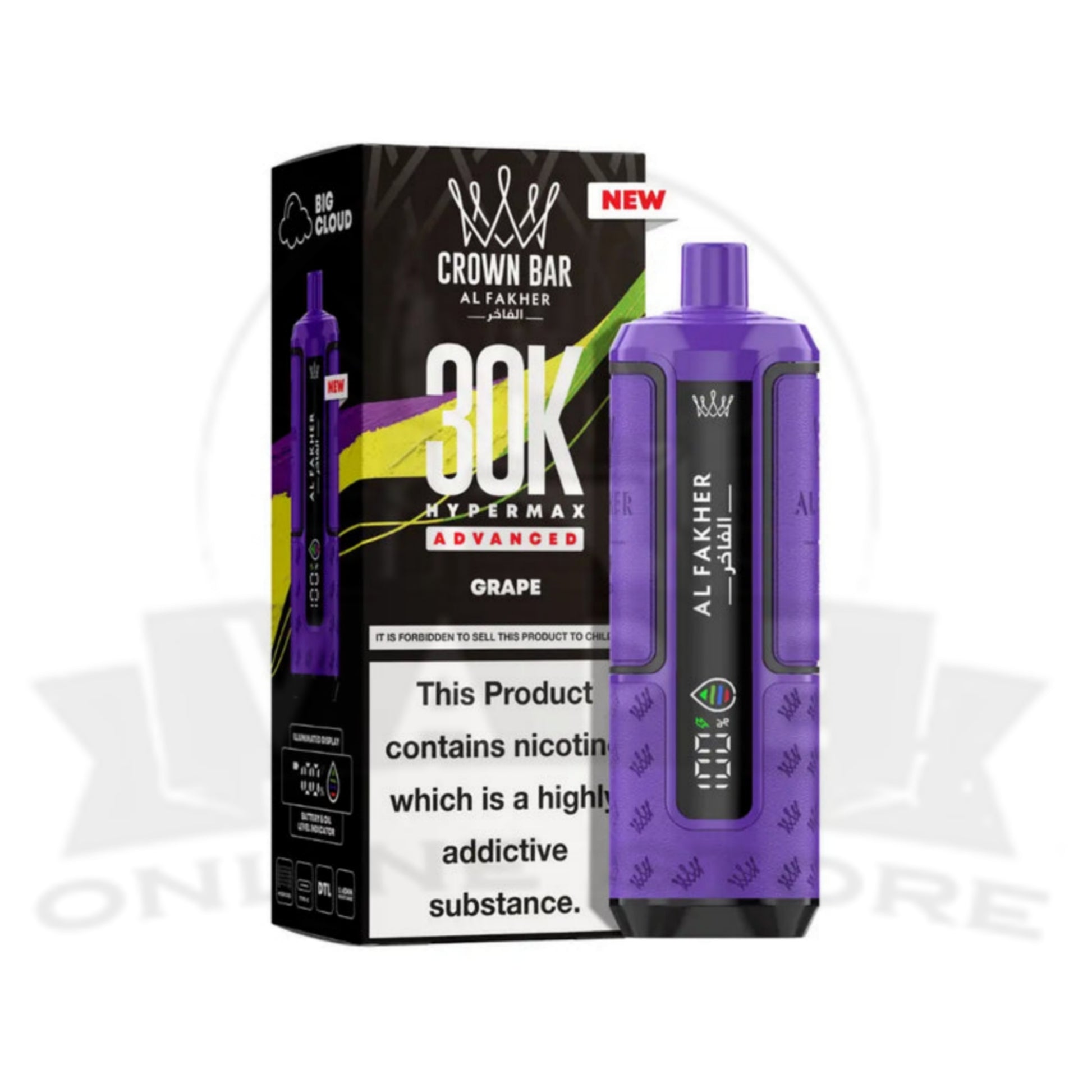 Grape Al Fakher Crown Bar 30K Puff Hypermax Vape Kit