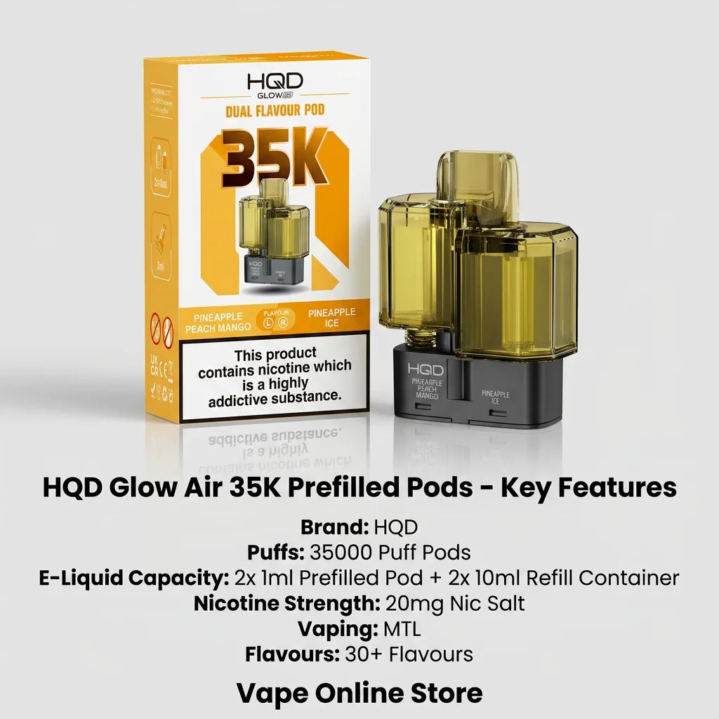 HQD Glow Air 35K Prefilled Pods | Next Day Delivery