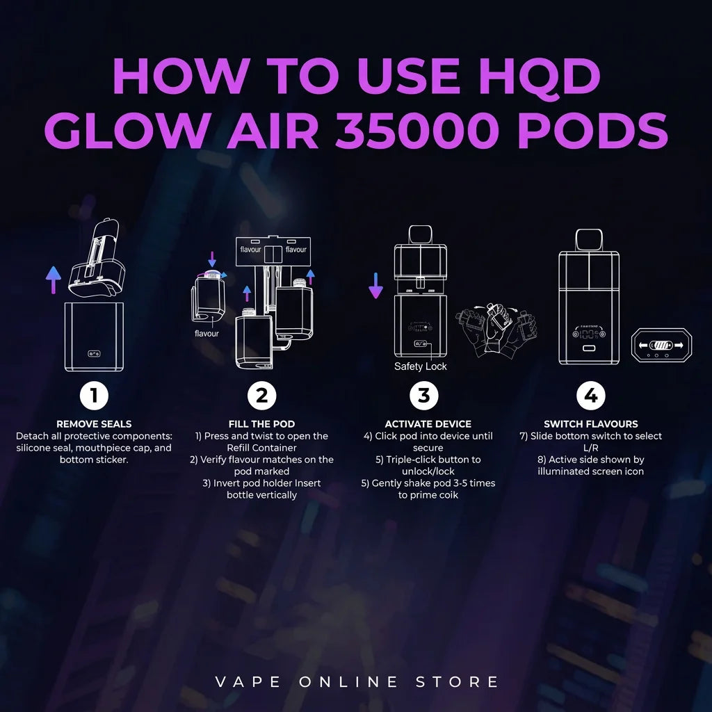 HQD Glow Air 35K Prefilled Pods | Next Day Delivery