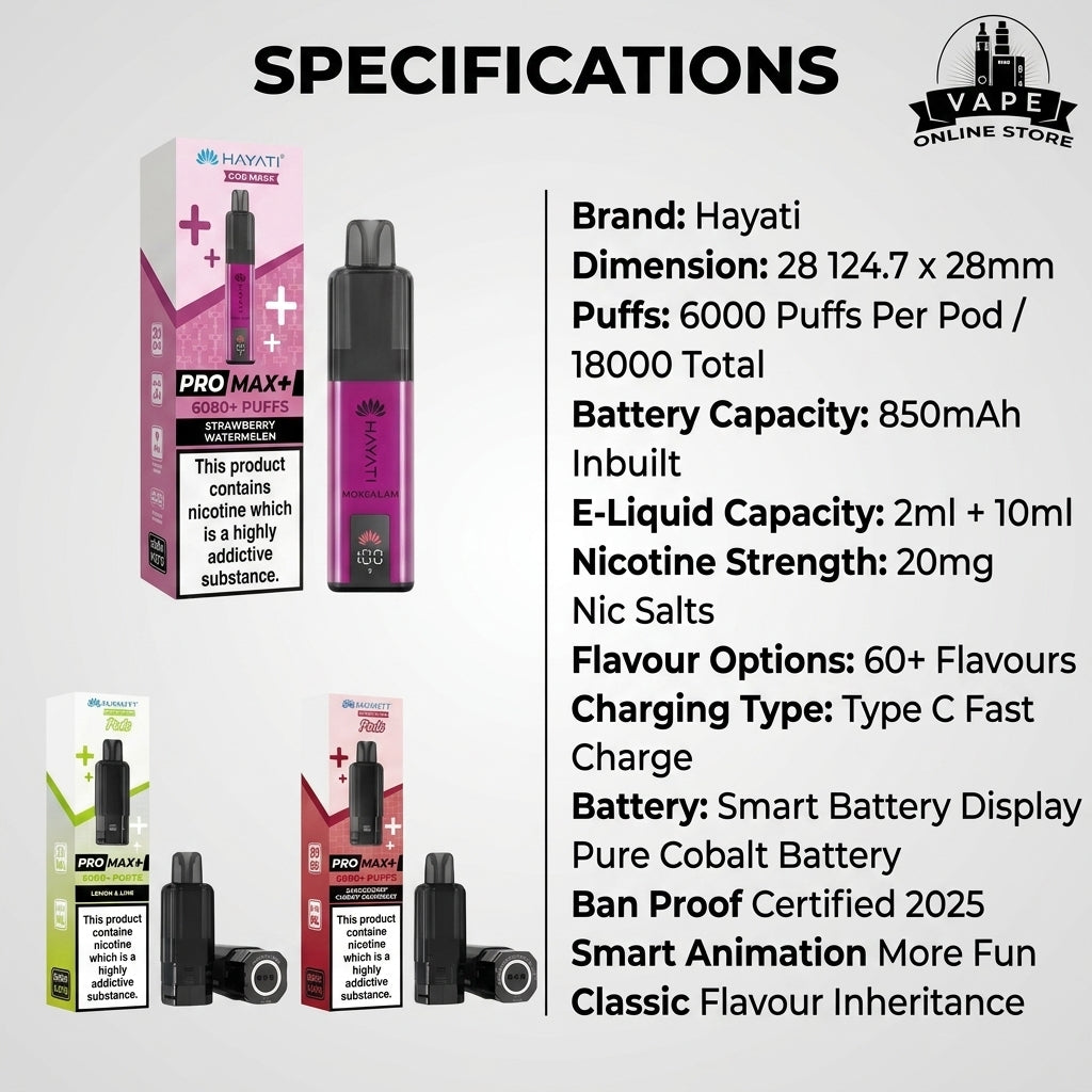 Hayati Pro Max Plus 6000 Pod Kit + 2 Refill Pods | Bundle Vape Deal