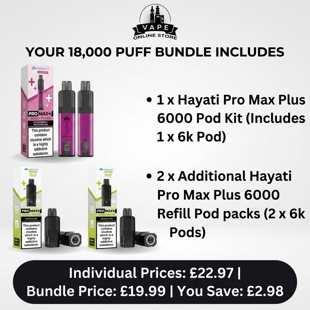 Hayati Pro Max Plus 6000 Pod Kit + 2 Refill Pods | Bundle Vape Deal