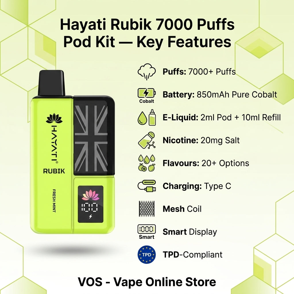 Hayati Rubik 7000 Puffs Pod Kit | Buy 1 Get 1 Free Vape