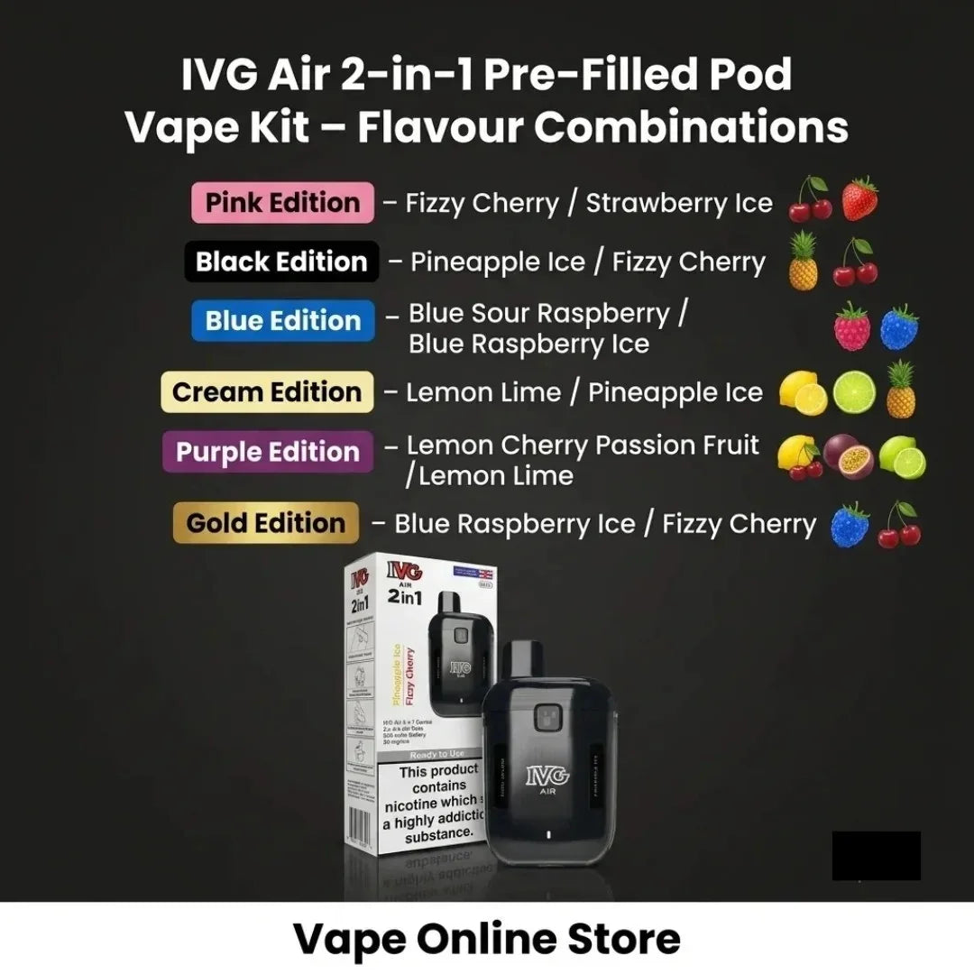 IVG Air 2 in 1 Pre-Filled Pod Vape Kit | 2 Flavour Vape