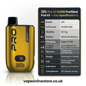 IVG Pro 12 10000 Prefilled Pod Kit | Free Refill Pod