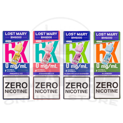 Lost Mary BM6000 0mg prefilled refill pod, nicotine-free 6000 puff MTL pod
