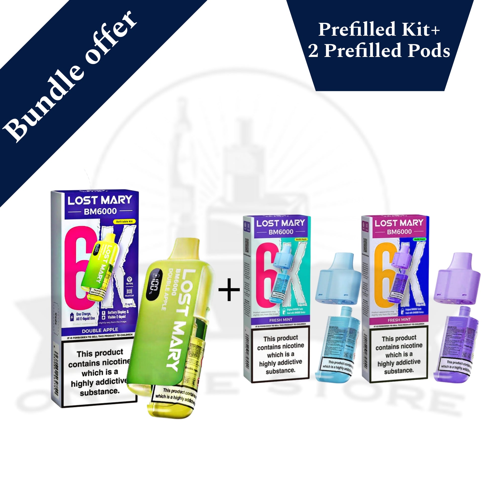Lost Mary BM6000 Pod Kit + 2 Refill Pods | Bundle Vape Deal