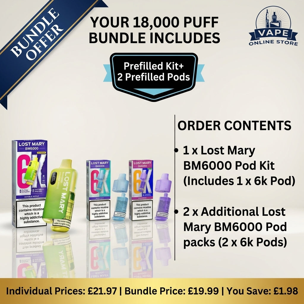 Lost Mary BM6000 Pod Kit + 2 Refill Pods | Bundle Vape Deal
