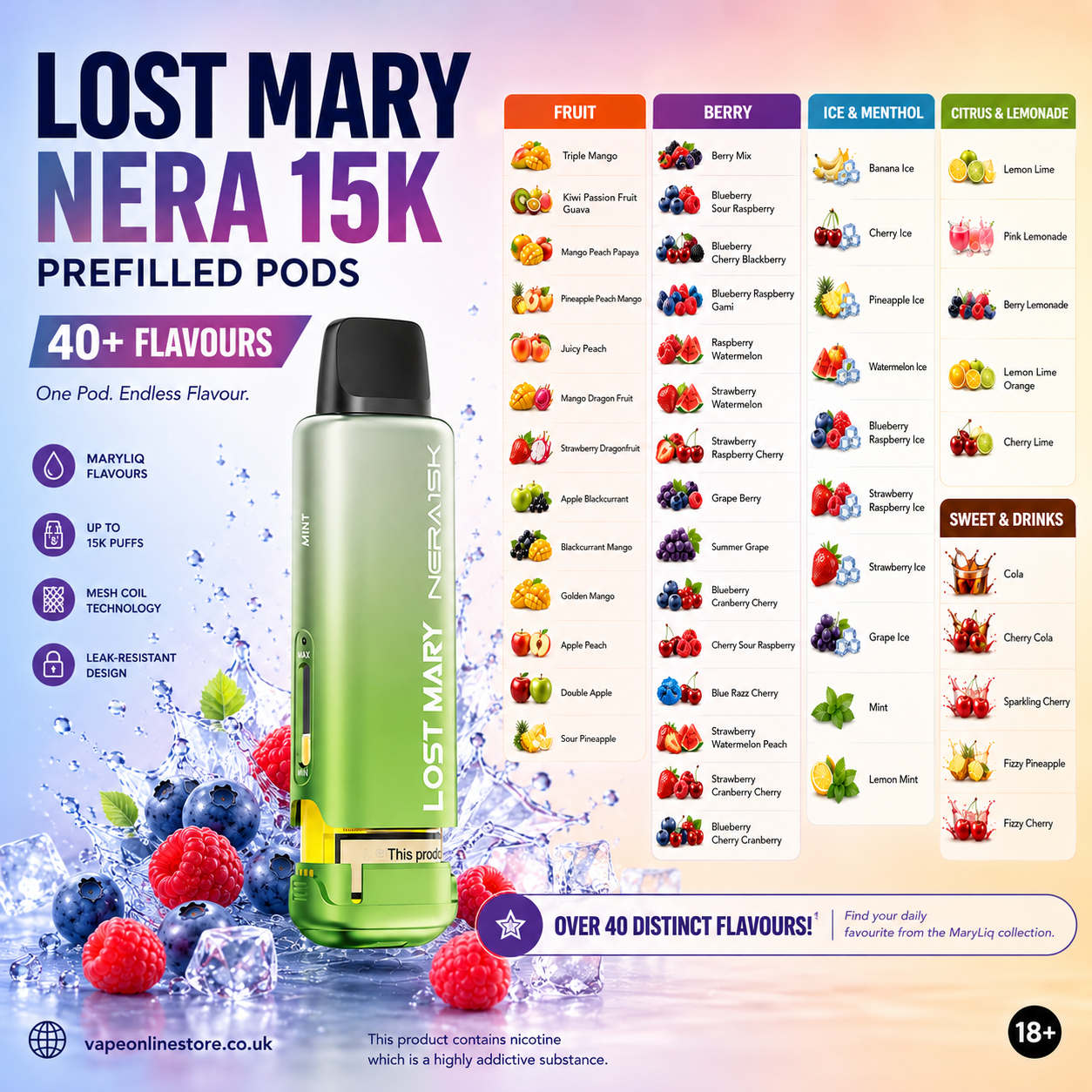 Lost Mary Nera 15K Prefilled Replacement Pods – 15,000 Puffs