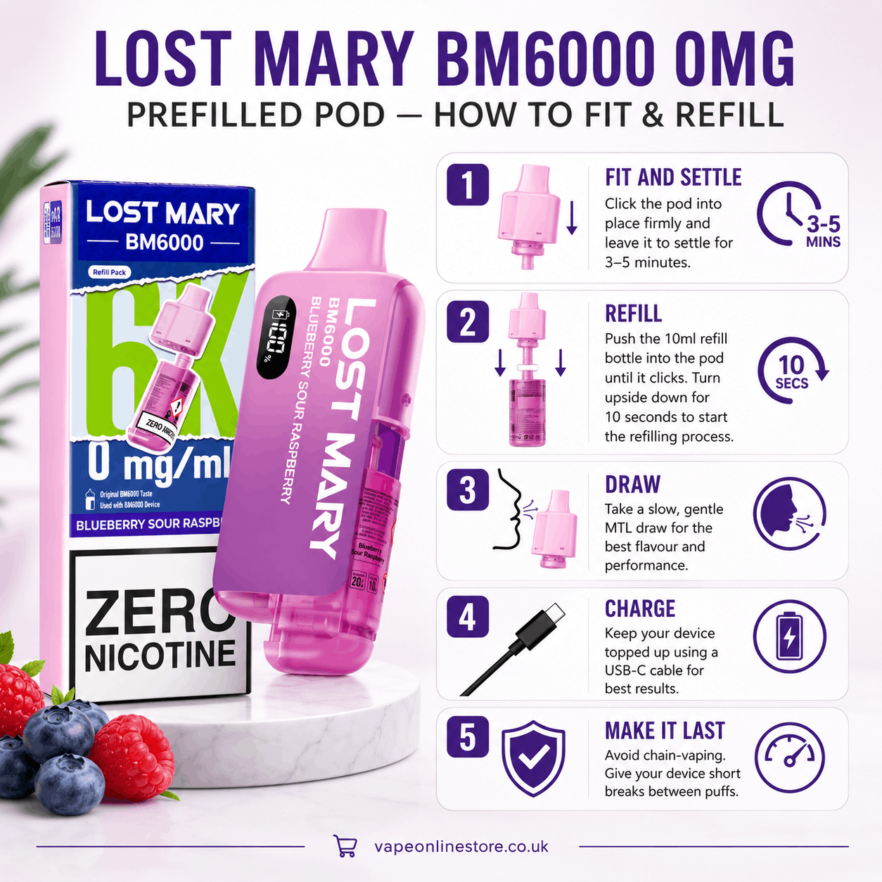 Lost Mary BM6000 0mg Prefilled refill Pods