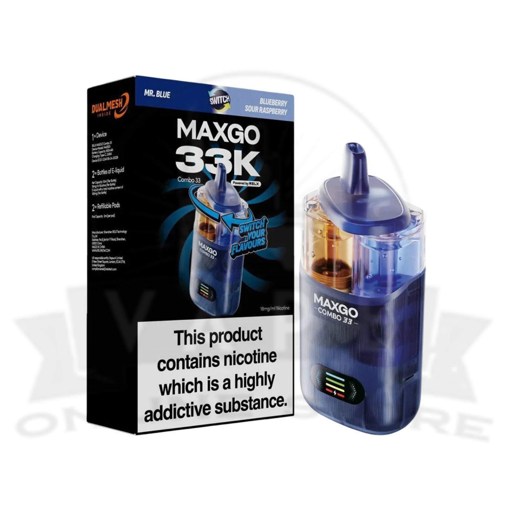 Mr.Blue / Blueberry Sour Raspberry RELX MaxGo Combo 33K