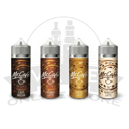 Mr Cafe Shortfill 100ml E-Liquid, 0mg 70VG/30PG coffee vape juice in mocha, caramel, toffee and vanilla latte