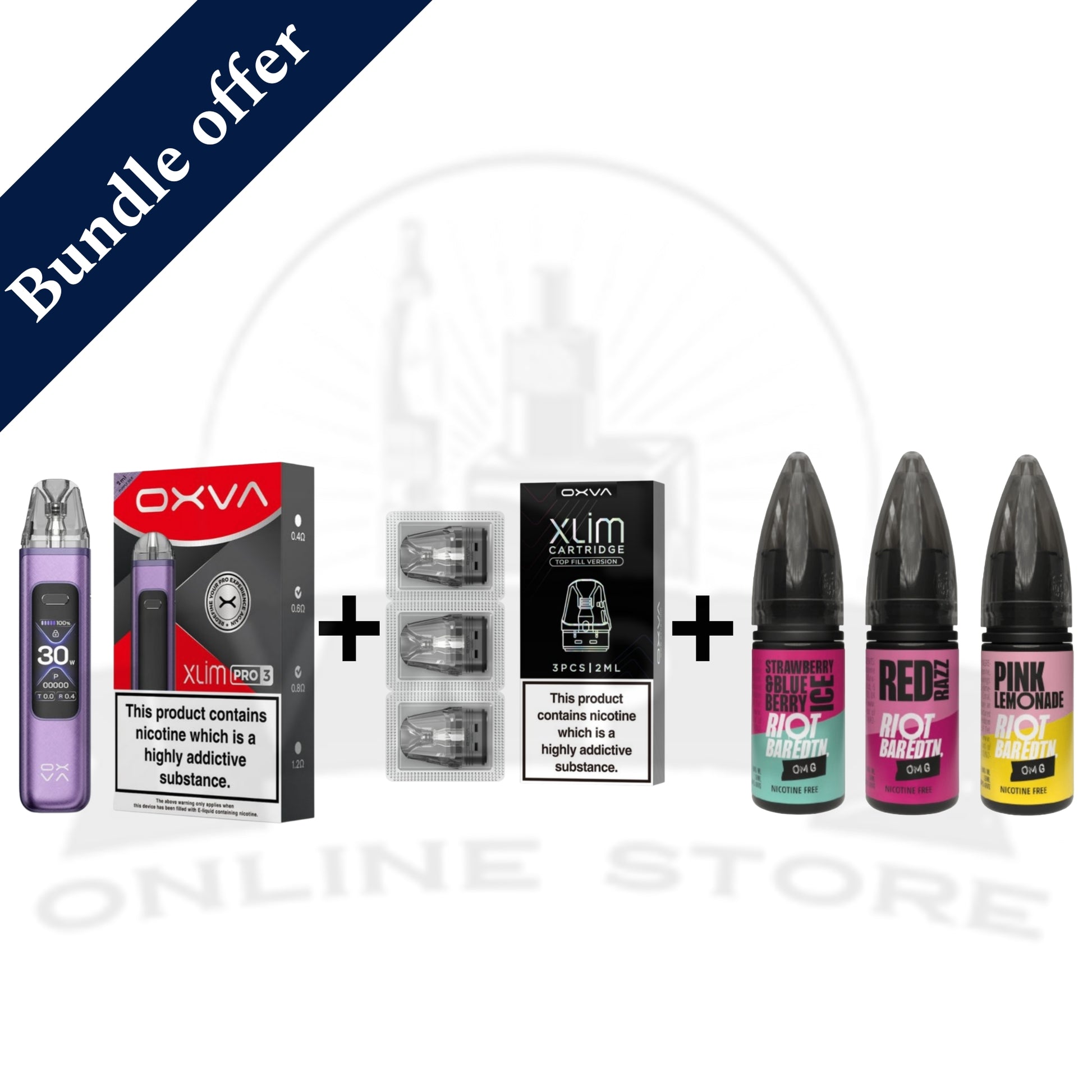 OXVA Xlim Pro 3 0MG vape Bundle With Pod + 3 Nic Salts